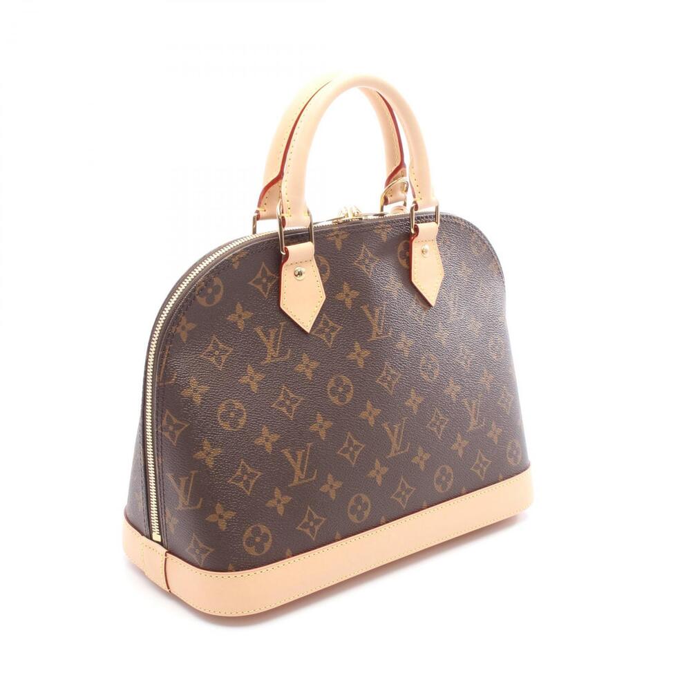 Louis Vuitton Brown Leather Canvas Handbag Monogram Alma